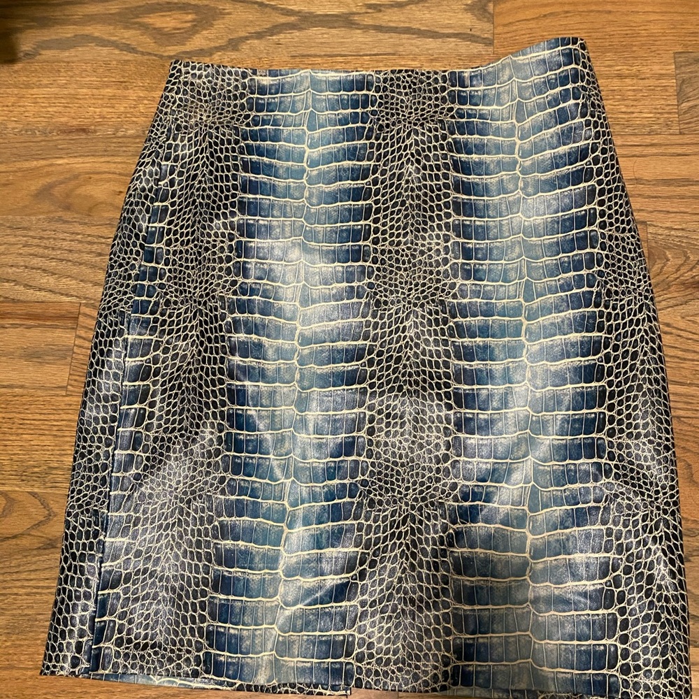 Etcetera faux snakeskin skirt